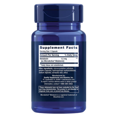 Life Extension Melatonin IR/XR 1,5 mg – Schlafunterstützung mit sofortiger & verlängerter Freisetzung, 60 Kapseln