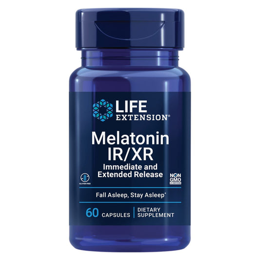Life Extension Melatonin IR/XR 1,5 mg – Schlafunterstützung mit sofortiger & verlängerter Freisetzung, 60 Kapseln