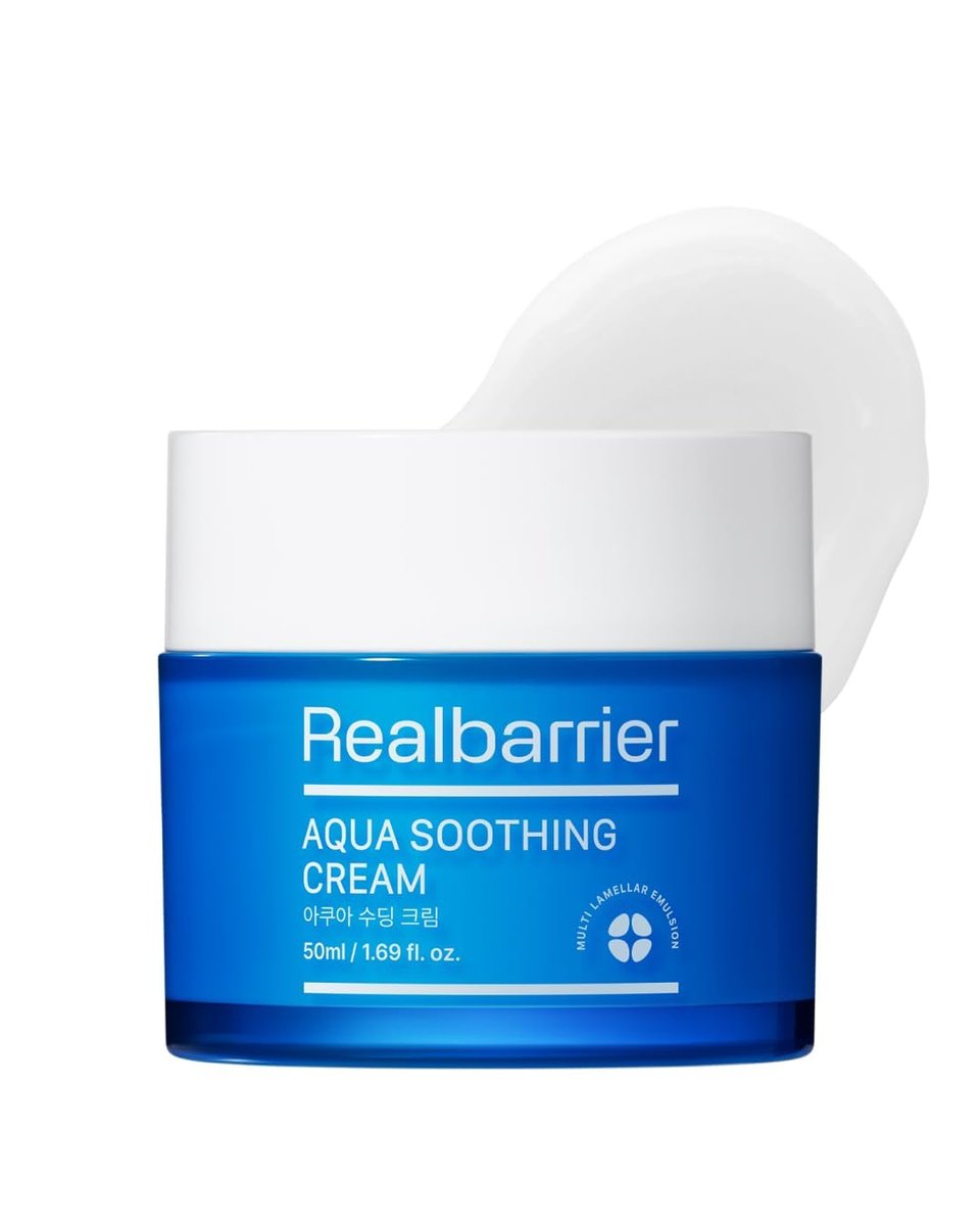 Real Barrier Aqua Soothing Cream 1,7 Fl. Oz. 50ml – Hyaluronsäure-Gesichtscreme für empfindliche Haut, Rötungen lindernd, Feuchtigkeitscreme für trockene Haut, mit beruhigendem Kamillenextrakt, Koreanische Hautpflege
