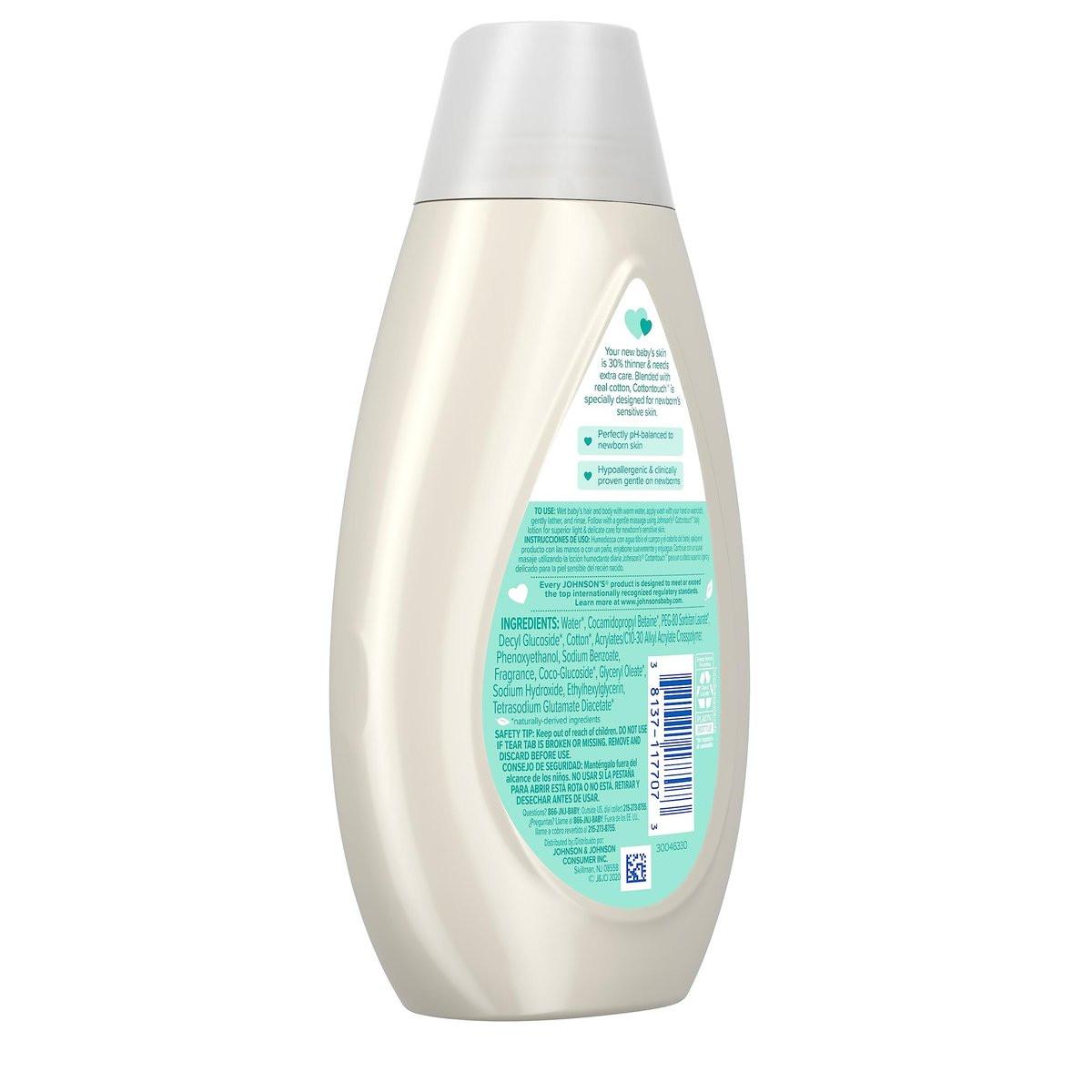 Johnson's CottonTouch Baby Body Wash & Shampoo, sanft & tränenfrei, mit echter Baumwolle, für empfindliche Haut, 400 ml