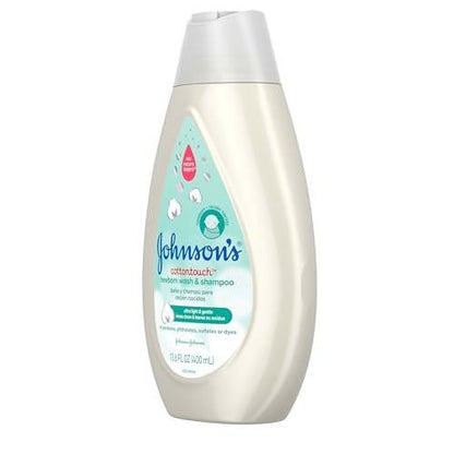 Johnson's CottonTouch Baby Body Wash & Shampoo, sanft & tränenfrei, mit echter Baumwolle, für empfindliche Haut, 400 ml
