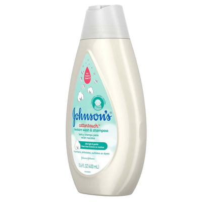 Johnson's CottonTouch Baby Body Wash & Shampoo, sanft & tränenfrei, mit echter Baumwolle, für empfindliche Haut, 400 ml