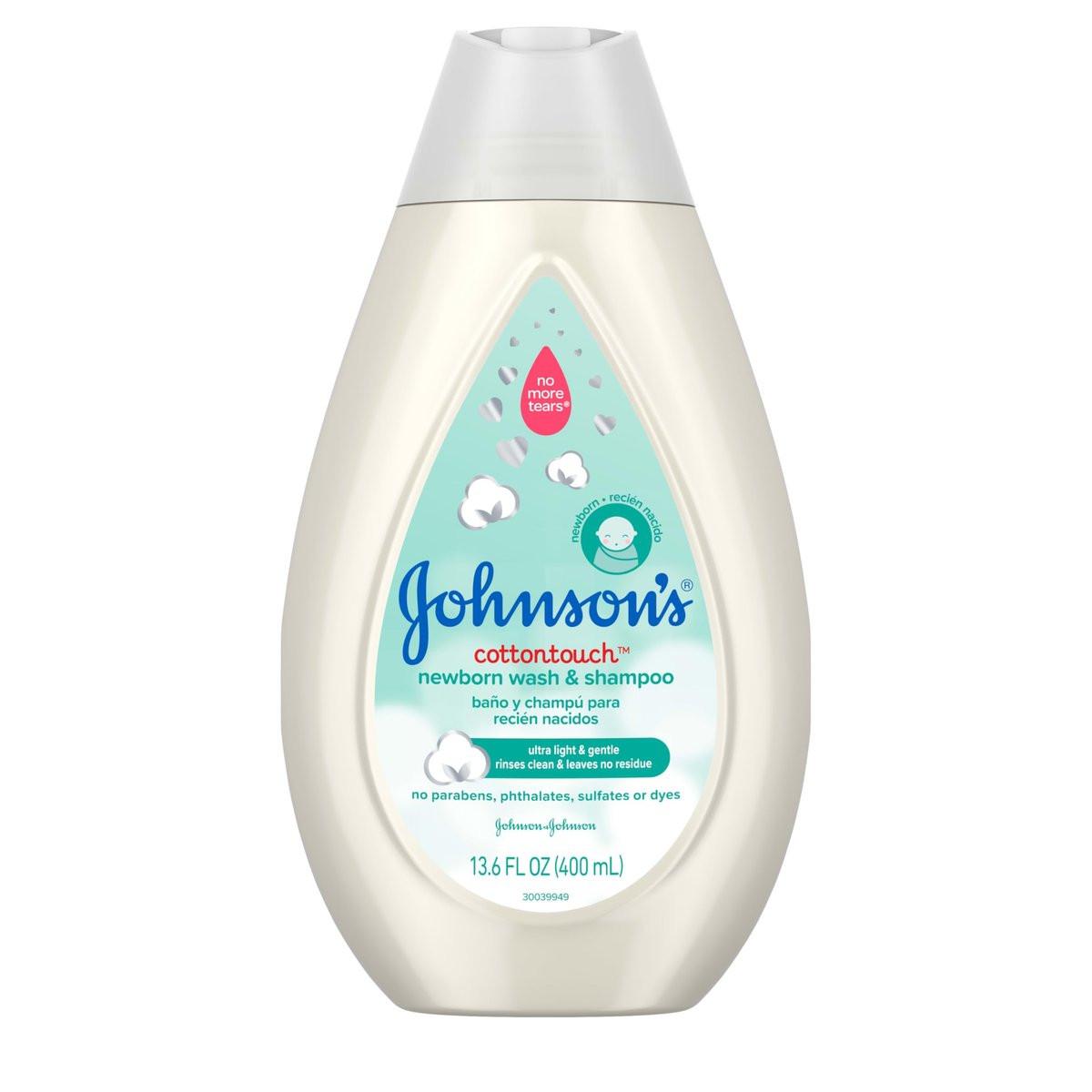 Johnson's CottonTouch Baby Body Wash & Shampoo, sanft & tränenfrei, mit echter Baumwolle, für empfindliche Haut, 400 ml