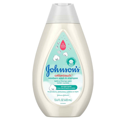 Johnson's CottonTouch Baby Body Wash & Shampoo, sanft & tränenfrei, mit echter Baumwolle, für empfindliche Haut, 400 ml