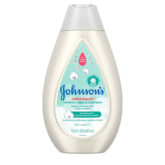 Johnson's CottonTouch Baby Body Wash & Shampoo, sanft & tränenfrei, mit echter Baumwolle, für empfindliche Haut, 400 ml