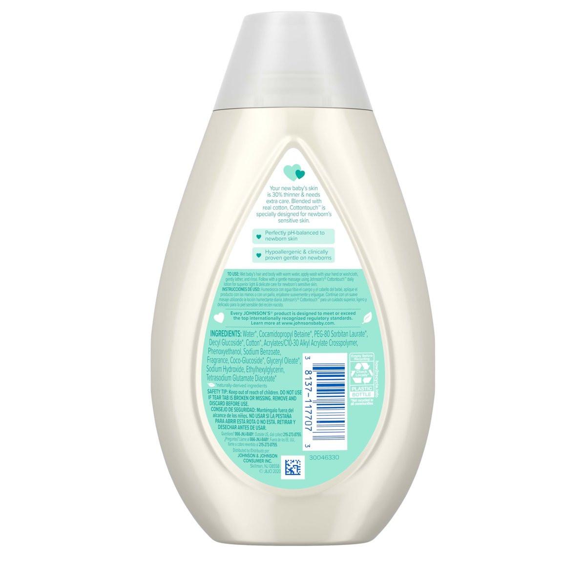 Johnson's CottonTouch Baby Body Wash & Shampoo, sanft & tränenfrei, mit echter Baumwolle, für empfindliche Haut, 400 ml