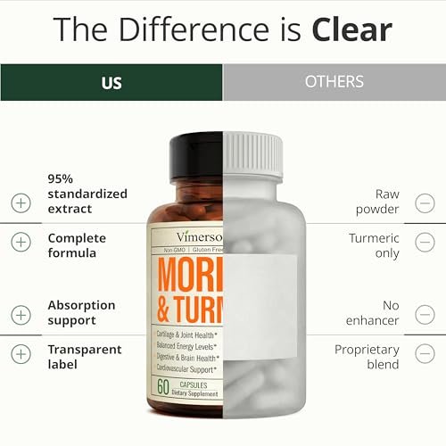 Moringa Kapseln – 3-in-1 Kurkuma Moringa Nahrungsergänzung mit BioPerin (Schwarzer Pfeffer Extrakt) für maximale Aufnahme – Hochwirksamer 4:1 Moringa Oleifera Extrakt + Kurkuma für Energie & Gelenkunterstützung – 60 Kapseln