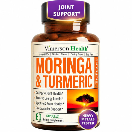 Moringa Kapseln – 3-in-1 Kurkuma Moringa Nahrungsergänzung mit BioPerin (Schwarzer Pfeffer Extrakt) für maximale Aufnahme – Hochwirksamer 4:1 Moringa Oleifera Extrakt + Kurkuma für Energie & Gelenkunterstützung – 60 Kapseln