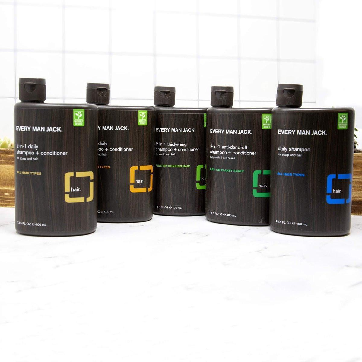 Every Man Jack 2-in-1 Thickening Shampoo + Conditioner - Kokos, Aloe & Teebaumöl - 2er-Pack (2x 400 ml)