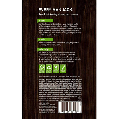 Every Man Jack 2-in-1 Thickening Shampoo + Conditioner - Kokos, Aloe & Teebaumöl - 2er-Pack (2x 400 ml)