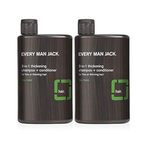 Every Man Jack 2-in-1 Thickening Shampoo + Conditioner - Kokos, Aloe & Teebaumöl - 2er-Pack (2x 400 ml)