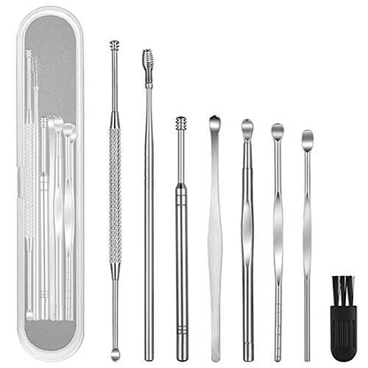 Geengle Ohrenreiniger Set – 8-teiliges Ohrpickel-Set aus Edelstahl mit Reinigungsbürste und Aufbewahrungsbox