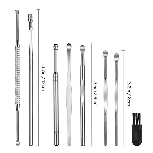 Geengle Ohrenreiniger Set – 8-teiliges Ohrpickel-Set aus Edelstahl mit Reinigungsbürste und Aufbewahrungsbox