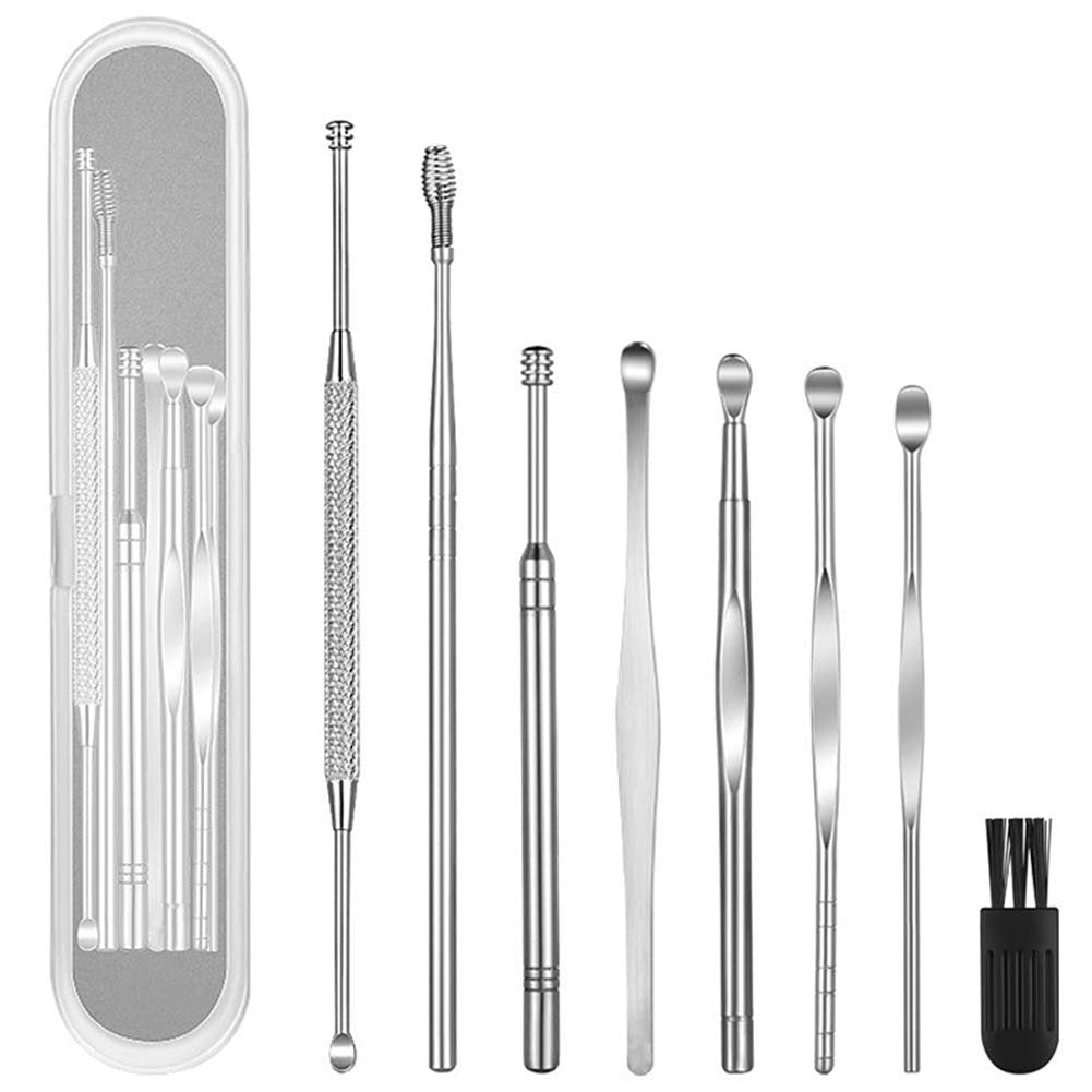 Geengle Ohrenreiniger Set – 8-teiliges Ohrpickel-Set aus Edelstahl mit Reinigungsbürste und Aufbewahrungsbox