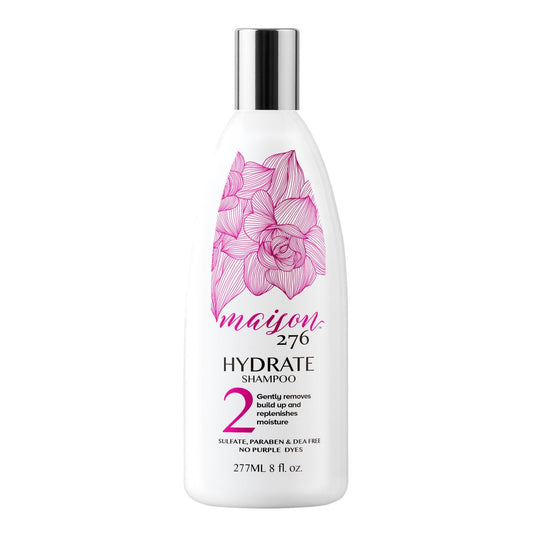 Maison 276 HYDRATE Shampoo für graues & silbernes Haar – Tiefenfeuchtigkeit, sanfte Reinigung, ohne lila Farbstoffe, pflanzliche Pflege für natürliches graues Haar, sulfatfrei, 240 ml