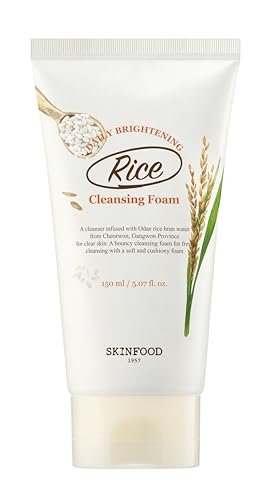 SKINFOOD Rice Daily Cleansing Foam 150ml – Sanfter Reinigungsschaum mit fermentierten Reisinhaltsstoffen für einen strahlenden Teint