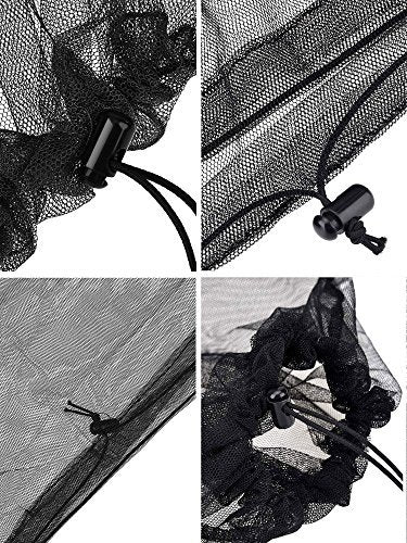 HESTYA 4er-Pack Moskitonetz-Gesichtsmaske für Outdoor, Wandern, Camping, Klettern – Mückenschutz (Schwarz)