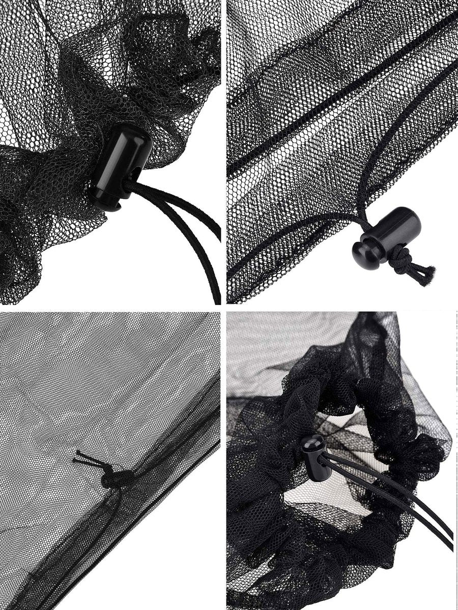 HESTYA 4er-Pack Moskitonetz-Gesichtsmaske für Outdoor, Wandern, Camping, Klettern – Mückenschutz (Schwarz)