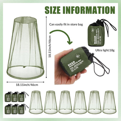 HESTYA 4er-Pack Moskitonetz für den Kopf – Insektenschutz-Netzhaube für Outdoor-Aktivitäten (Army Green)