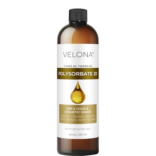 Polysorbat 20 von Velona – 240 ml | Lösungsvermittler, Lebensmittel- und Kosmetikqualität | Rein natürlich für Kochen, Hautpflege und Badebomben