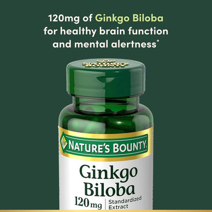 Nature's Bounty Ginkgo Biloba Standardisierter Extrakt 120 mg, Kräuterergänzung, 100 Kapseln, 2er-Pack