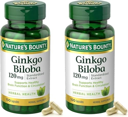 Nature's Bounty Ginkgo Biloba Standardisierter Extrakt 120 mg, Kräuterergänzung, 100 Kapseln, 2er-Pack