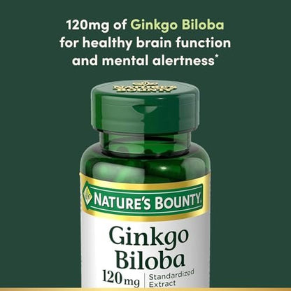 Nature's Bounty Ginkgo Biloba Standardisierter Extrakt 120 mg, Kräuterergänzung, 100 Kapseln, 2er-Pack