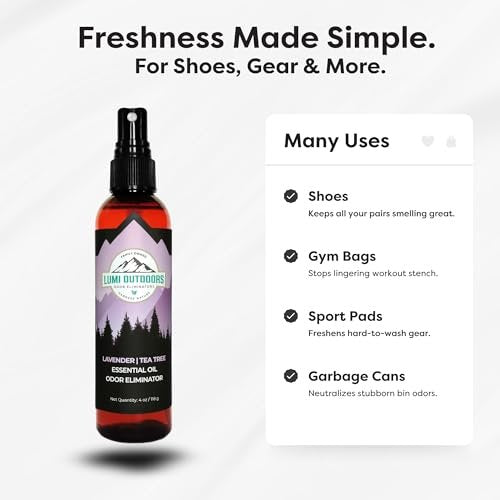 Lumi Outdoors Natürlicher Schuh-Deo-Spray & Geruchsentferner - Lavendel Teebaumöl Ätherisches Öl Geruchsfresser