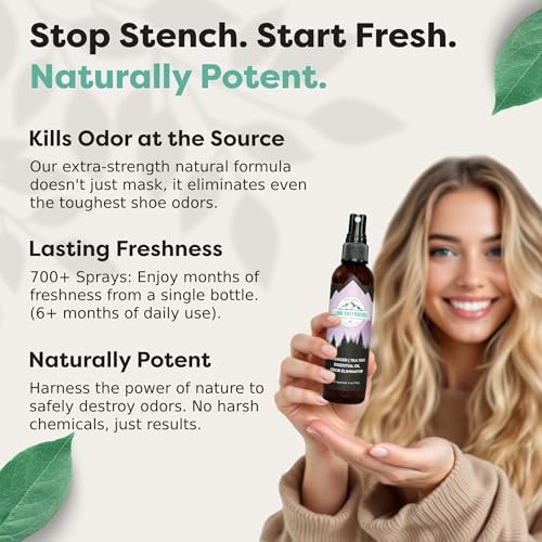 Lumi Outdoors Natürlicher Schuh-Deo-Spray & Geruchsentferner - Lavendel Teebaumöl Ätherisches Öl Geruchsfresser