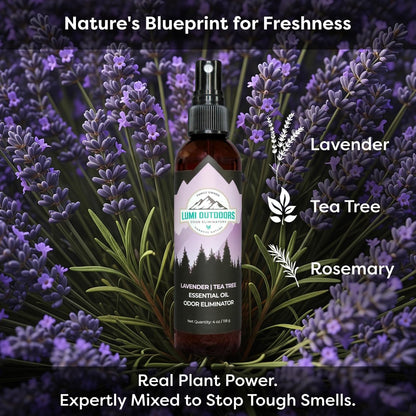 Lumi Outdoors Natürlicher Schuh-Deo-Spray & Geruchsentferner - Lavendel Teebaumöl Ätherisches Öl Geruchsfresser