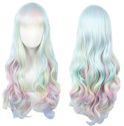 Linfairy Lange Welle Ombre Cosplay Perücke für Damen – Diamant Glitzer Wig Halloween Kostüm