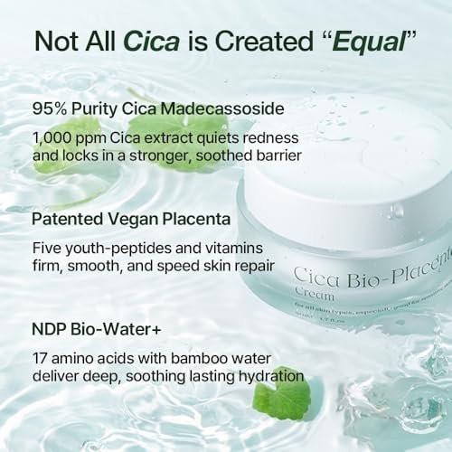 NATURAL DERMA PROJECT NDP Cica Cream - Gel-Gesichtsfeuchtigkeitscreme gegen Sonnenbrand, leichte koreanische Feuchtigkeitscreme für empfindliche Haut, Centella Asiatica, feuchtigkeitsspendend, beruhigend, lindernd (1,7 Fl Oz / 50 ml)