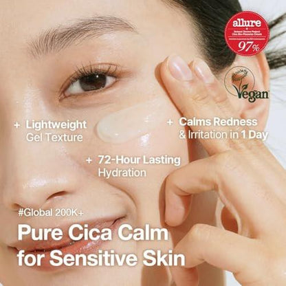 NATURAL DERMA PROJECT NDP Cica Cream - Gel-Gesichtsfeuchtigkeitscreme gegen Sonnenbrand, leichte koreanische Feuchtigkeitscreme für empfindliche Haut, Centella Asiatica, feuchtigkeitsspendend, beruhigend, lindernd (1,7 Fl Oz / 50 ml)
