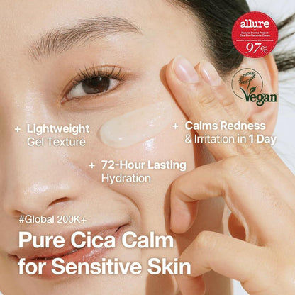 NATURAL DERMA PROJECT NDP Cica Cream - Gel-Gesichtsfeuchtigkeitscreme gegen Sonnenbrand, leichte koreanische Feuchtigkeitscreme für empfindliche Haut, Centella Asiatica, feuchtigkeitsspendend, beruhigend, lindernd (1,7 Fl Oz / 50 ml)