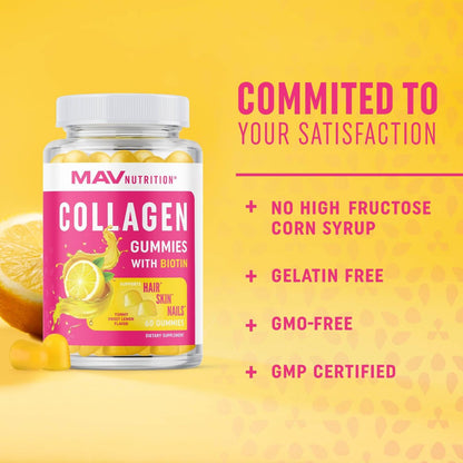 Kollagen-Gummibärchen für Frauen | 200 mg hydrolysiertes Kollagen + 2500 mcg Biotin, mit Vitamin C, E & Zink | Anti-Aging, Haarwuchs, Haut, starke Nägel | Nicht-GVO Gummivitaminpräparate | 60 Stück