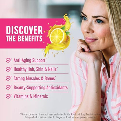 Kollagen-Gummibärchen für Frauen | 200 mg hydrolysiertes Kollagen + 2500 mcg Biotin, mit Vitamin C, E & Zink | Anti-Aging, Haarwuchs, Haut, starke Nägel | Nicht-GVO Gummivitaminpräparate | 60 Stück