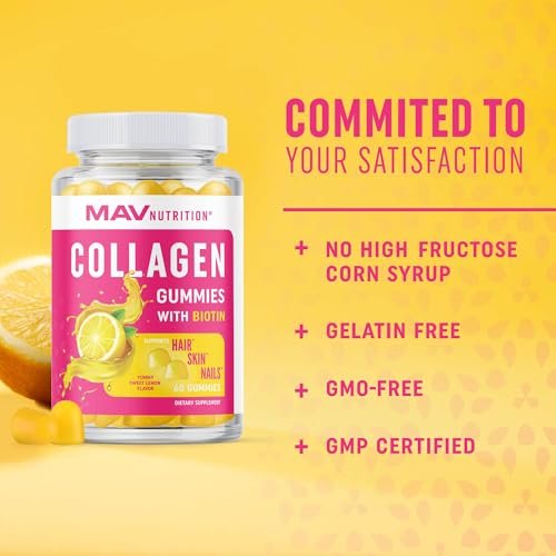 Kollagen-Gummibärchen für Frauen | 200 mg hydrolysiertes Kollagen + 2500 mcg Biotin, mit Vitamin C, E & Zink | Anti-Aging, Haarwuchs, Haut, starke Nägel | Nicht-GVO Gummivitaminpräparate | 60 Stück