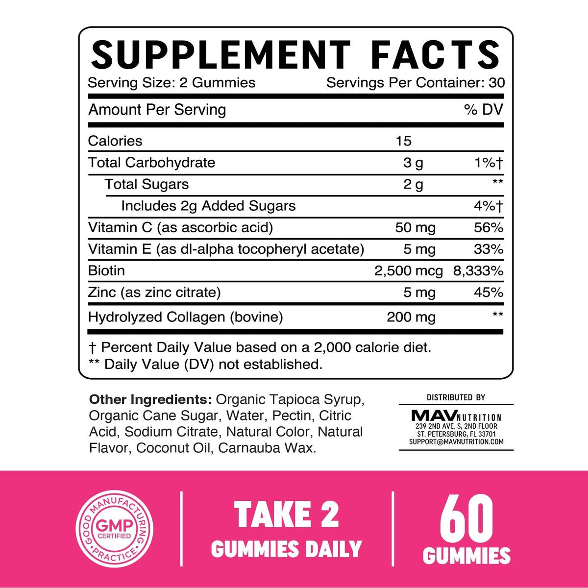 Kollagen-Gummibärchen für Frauen | 200 mg hydrolysiertes Kollagen + 2500 mcg Biotin, mit Vitamin C, E & Zink | Anti-Aging, Haarwuchs, Haut, starke Nägel | Nicht-GVO Gummivitaminpräparate | 60 Stück