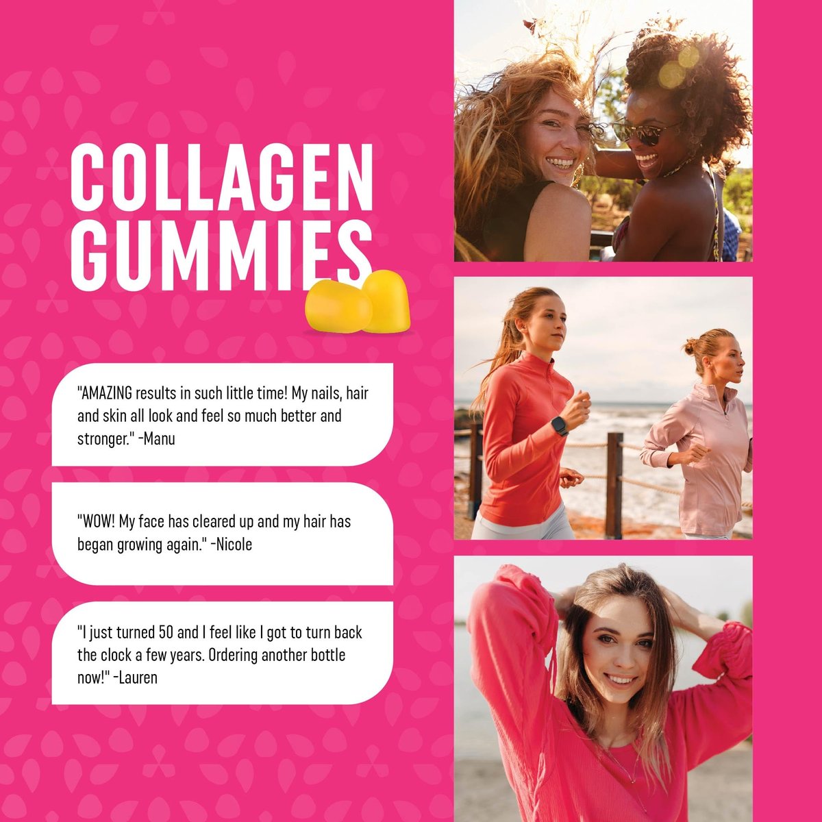 Kollagen-Gummibärchen für Frauen | 200 mg hydrolysiertes Kollagen + 2500 mcg Biotin, mit Vitamin C, E & Zink | Anti-Aging, Haarwuchs, Haut, starke Nägel | Nicht-GVO Gummivitaminpräparate | 60 Stück