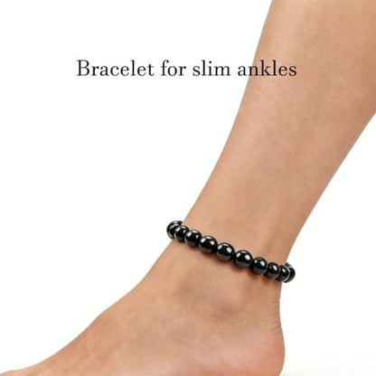 Drkao 2er-Pack Magnetische Fußkettchen Armbänder, Magnetfeldtherapie, Unterstützt das Immunsystem, Stressabbau, Geschenkidee - Schwarz