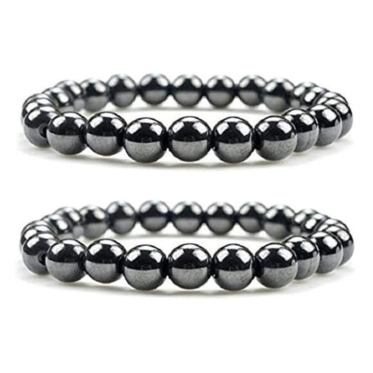 Drkao 2er-Pack Magnetische Fußkettchen Armbänder, Magnetfeldtherapie, Unterstützt das Immunsystem, Stressabbau, Geschenkidee - Schwarz