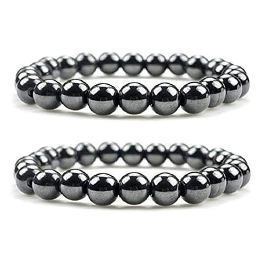 Drkao 2er-Pack Magnetische Fußkettchen Armbänder, Magnetfeldtherapie, Unterstützt das Immunsystem, Stressabbau, Geschenkidee - Schwarz