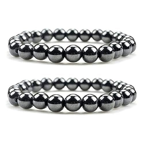 Drkao 2er-Pack Magnetische Fußkettchen Armbänder, Magnetfeldtherapie, Unterstützt das Immunsystem, Stressabbau, Geschenkidee - Schwarz