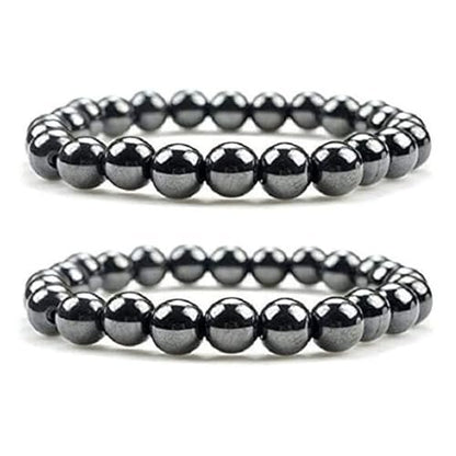 Drkao 2er-Pack Magnetische Fußkettchen Armbänder, Magnetfeldtherapie, Unterstützt das Immunsystem, Stressabbau, Geschenkidee - Schwarz