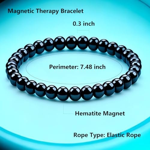 Drkao 2er-Pack Magnetische Fußkettchen Armbänder, Magnetfeldtherapie, Unterstützt das Immunsystem, Stressabbau, Geschenkidee - Schwarz
