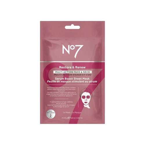 No7 Restore & Renew Gesichts- & Hals-Maske – Multifunktionale Serum-Boost-Tuchmaske (1er-Pack)