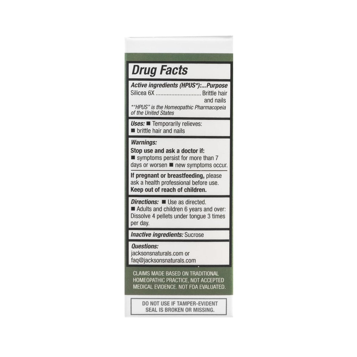 Jackson's #12 Zell-Salz Silica 6X – 500 Pellets, vegan, laktosefrei, Schuessler-Salz Silicea 6X (hergestellt in den USA)