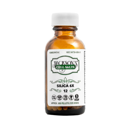 Jackson's #12 Zell-Salz Silica 6X – 500 Pellets, vegan, laktosefrei, Schuessler-Salz Silicea 6X (hergestellt in den USA)