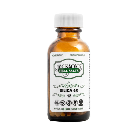 Jackson's #12 Zell-Salz Silica 6X – 500 Pellets, vegan, laktosefrei, Schuessler-Salz Silicea 6X (hergestellt in den USA)