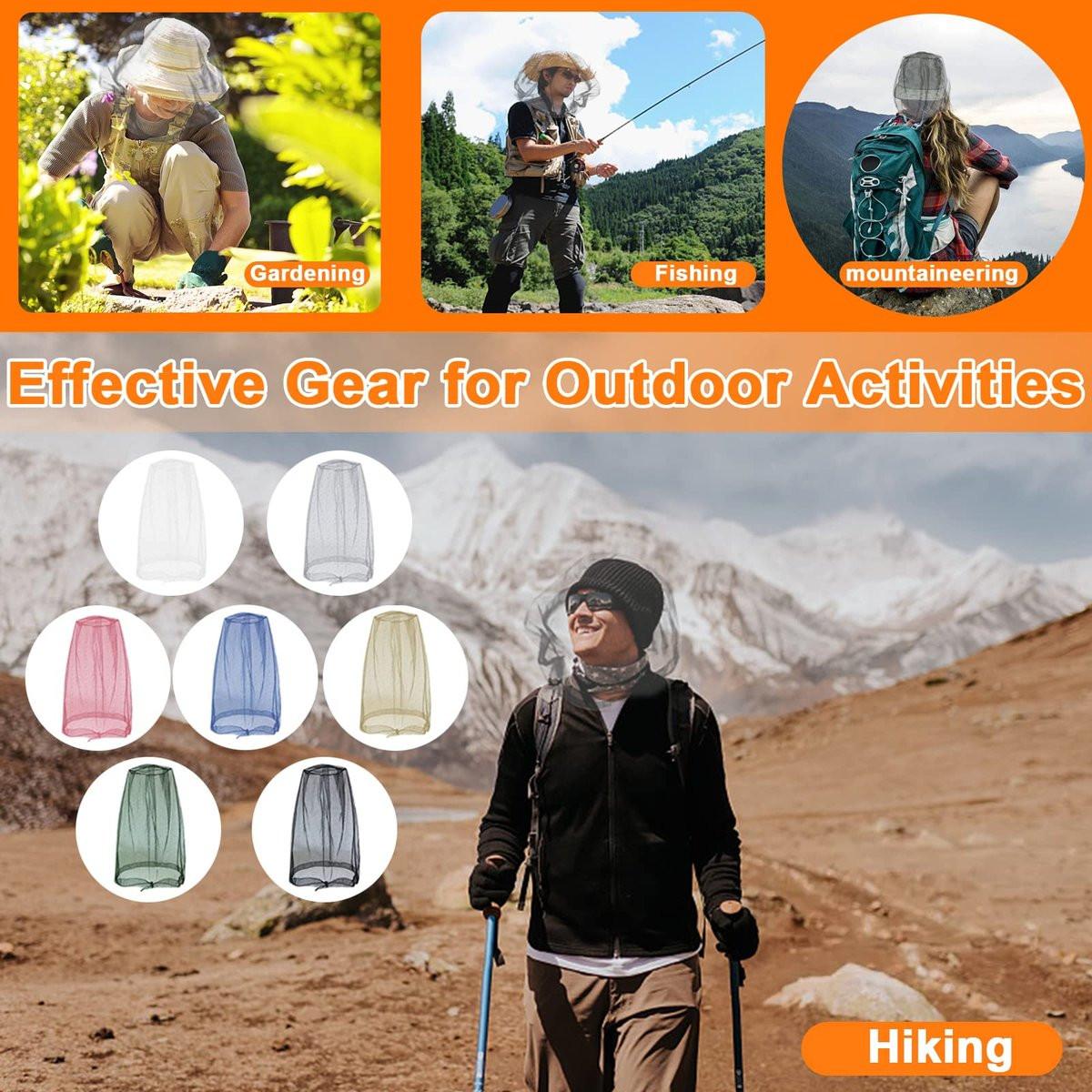 Benvo Moskito-Kopfnetz, Gesichts- und Nackenschutz gegen Mücken, Fliegen, Kriebelmücken – für Outdoor-Liebhaber, mit Aufbewahrungsbeutel, passend für die meisten Hutgrößen (2 Stück, Weiß, verbessertes großes Netz)